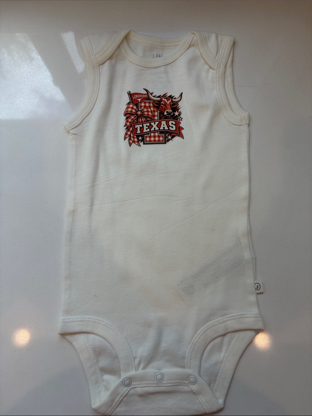 University of Texas white Sleeveless Graphic One-Piece Bodysuit NWT size 12 mo